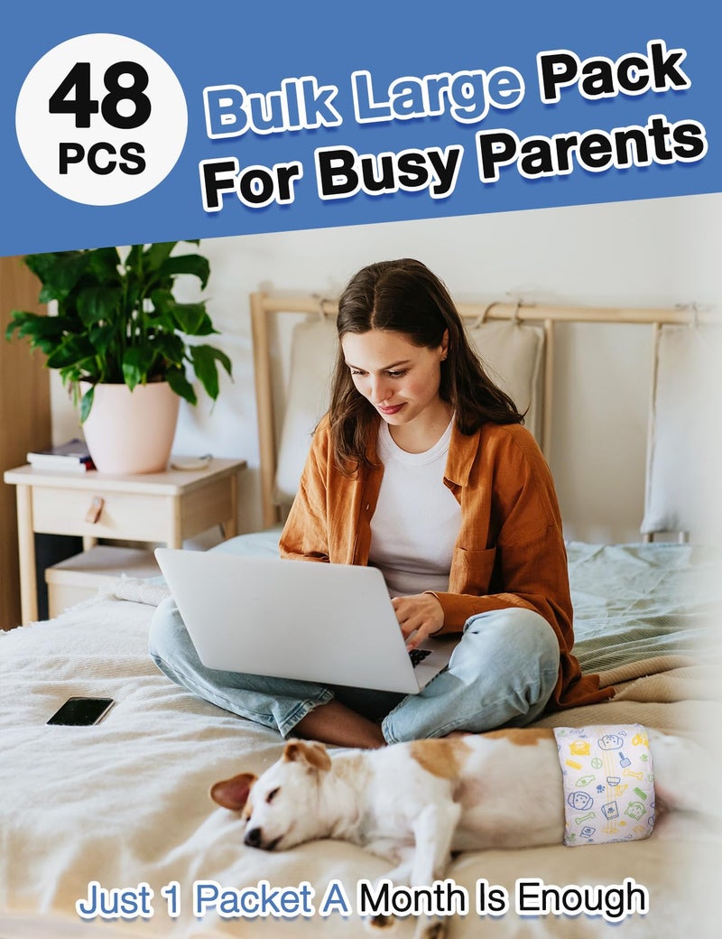 Dono Disposable Male Dog Diapers, Super Absorbent Male Dog Wraps for Small to Large Dogs, 360Â° Leak-Proof with Wetness Indicator,XS,48PCS - Image 3