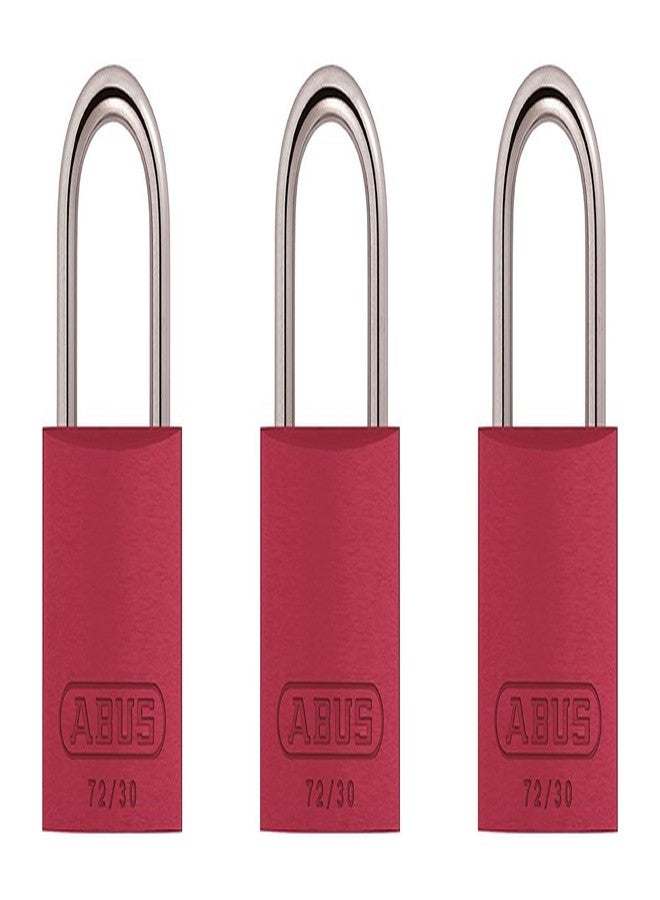 ABUS Red 72/30 Lockout Tagout Safety Padlock with 1" Shackle, 3 Pack, Keyed Alike, 3 Padlocks with 6 Keys - Image 1