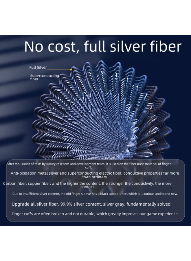 Luxury Esports Gaming Finger Sleeves Breathable Ice Silk Double-layer Fiber Sweat-proof Non-slip Mobile Game Finger Sleeves-Product Color:A Pair Of S03 【red_ultra Thin Glass Silver Fiber + Metal Sto - Image 5