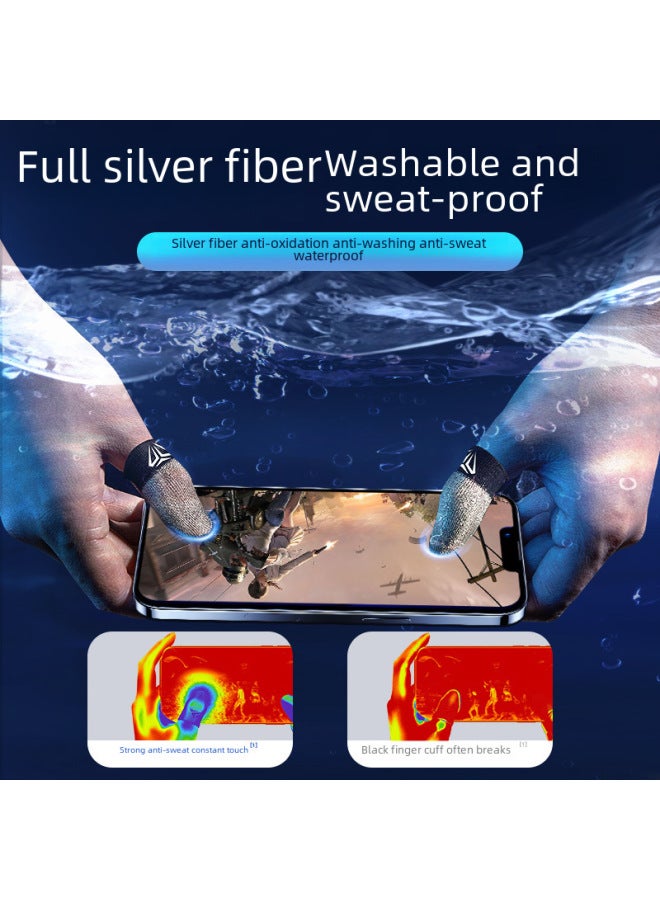 Luxury Esports Gaming Finger Sleeves Breathable Ice Silk Double-layer Fiber Sweat-proof Non-slip Mobile Game Finger Sleeves-Product Color:A Pair Of S03 【red_ultra Thin Glass Silver Fiber + Metal Sto - Image 4