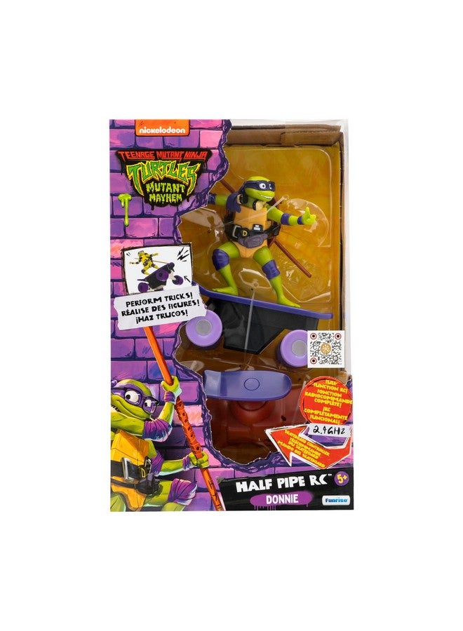 Teenage Mutant Ninja Turtles لعبة سلاحف النينجا المراهقين، مركبة التزلج عن بُعد دوناتيلو نصف الأنبوب، لعبة التحكم عن بُعد سلاحف النينجا TMNT للأطفال، أعمار 3 سنوات فما فوق - Image 4