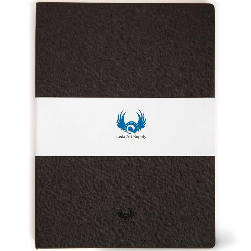 Leda Art Supply دفتر رسم غلاف ناعم، دفتر رسم A4 للرسم، يفتح بشكل مسطح للجميع، 160 صفحة عادية، مجلة فنية مثالية للحبر، الألوان المائية، الأقلام، الرصاص، الحجم: كبير جداً، ليدا آرت سابلاي - Image 1