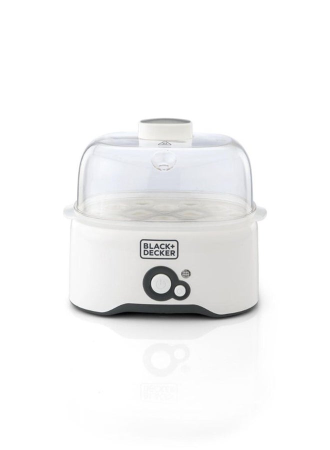 BLACK+DECKER Egg Cooker with 6-Egg Rack, 2 Poaching Pans, Dry Boil Protection, Auto Shutoff, Transparent Cover, Easy to Clean, Perfect for Boiled and Poached Eggs, 280 W EG200-B5 White - Image 3