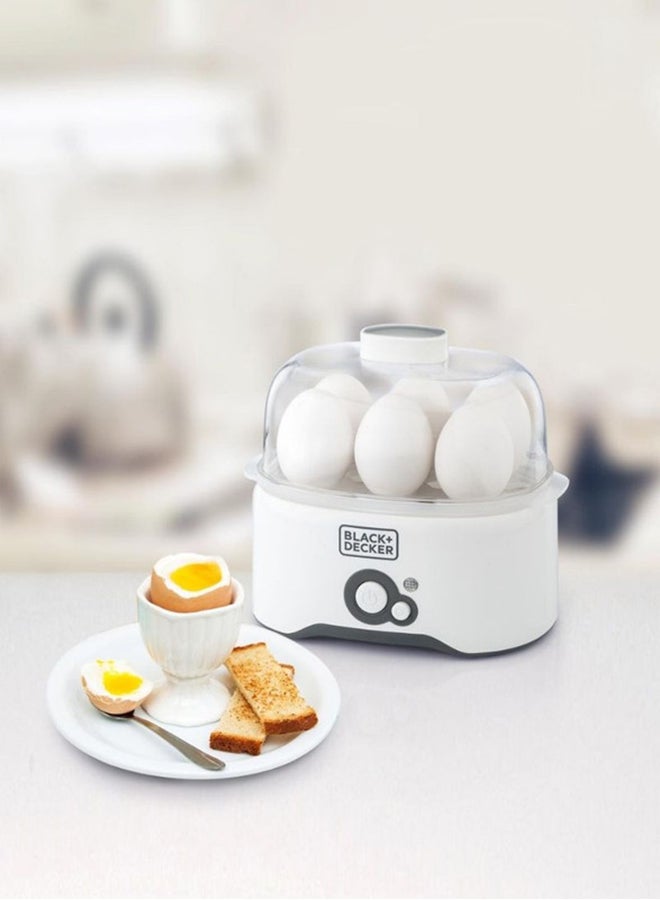 BLACK+DECKER Egg Cooker with 6-Egg Rack, 2 Poaching Pans, Dry Boil Protection, Auto Shutoff, Transparent Cover, Easy to Clean, Perfect for Boiled and Poached Eggs, 280 W EG200-B5 White - Image 2