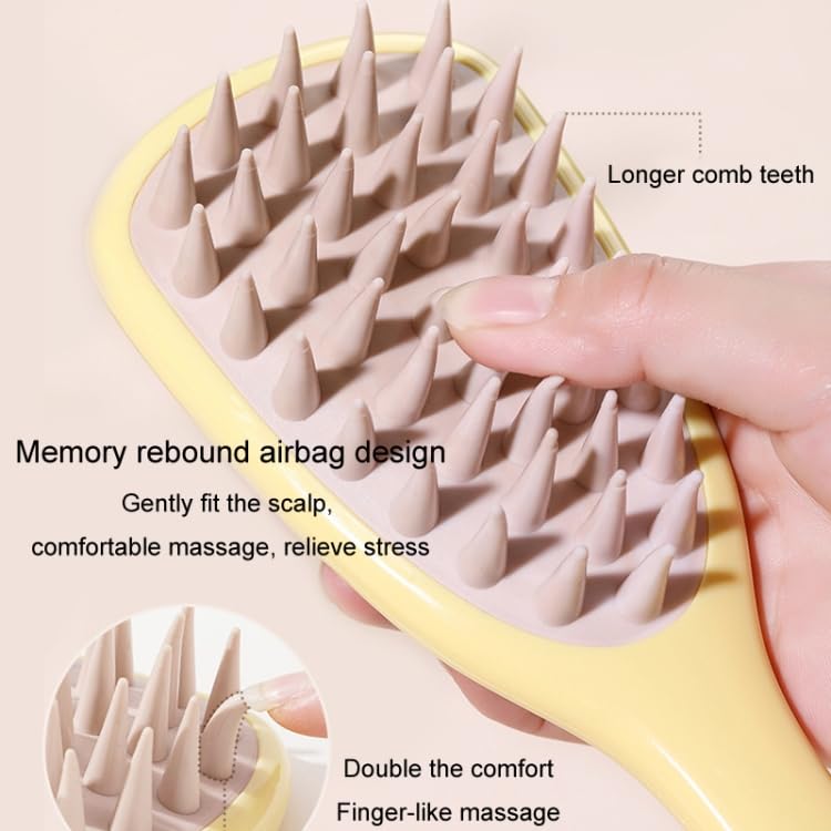 URBAN BOX Shampoo Brush With Long Handle For Bathing Massaging and Deep Cleansing on Wet or Dry Hair Scalp Exfoliator For Dandruff Removal Yellow - Image 3