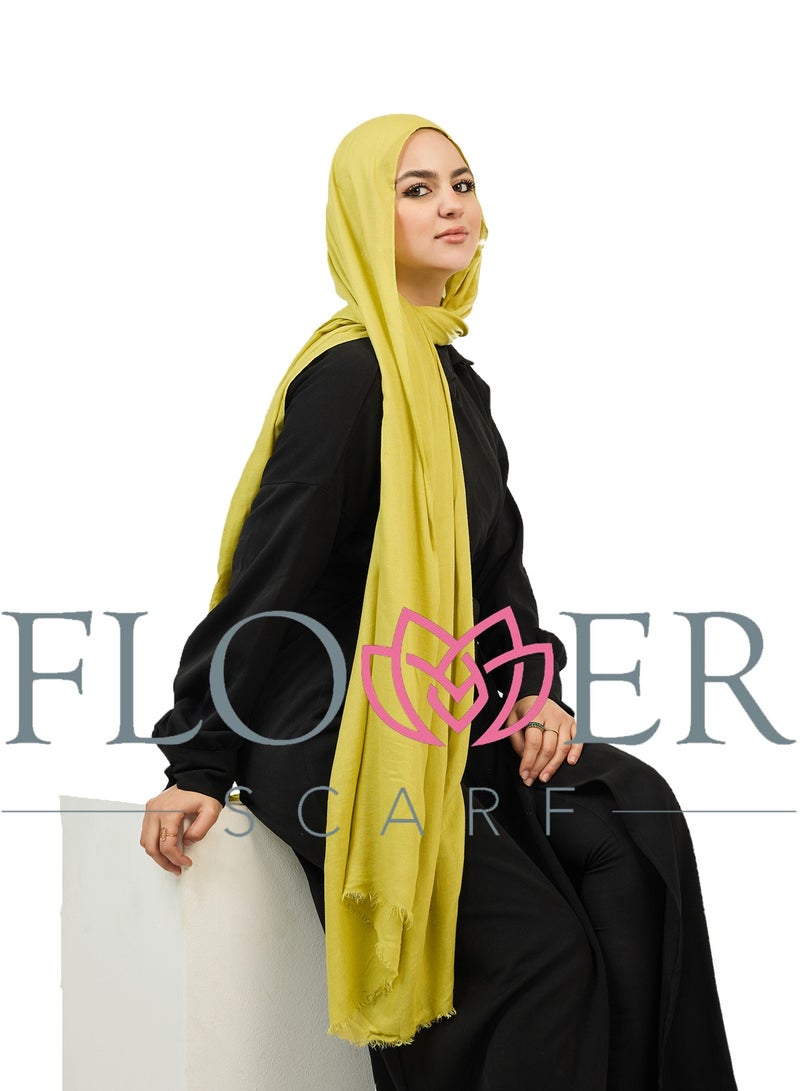 فلاور طرحة قطن مودال سادة - كيوي - Image 3