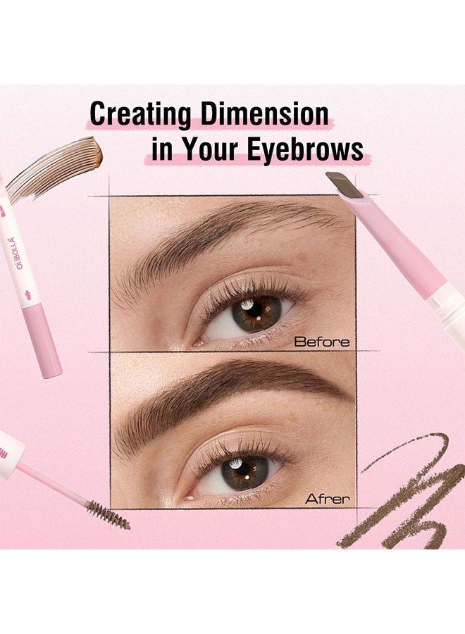 OLIBOLLA Dual Ended Eyebrow Pencil,Dual-Sided Natural Soft Textured Eyebrow Pencil, for Daily Look Eyebrow Makeup,Brow Brush,Fine Tip 02# - Image 5
