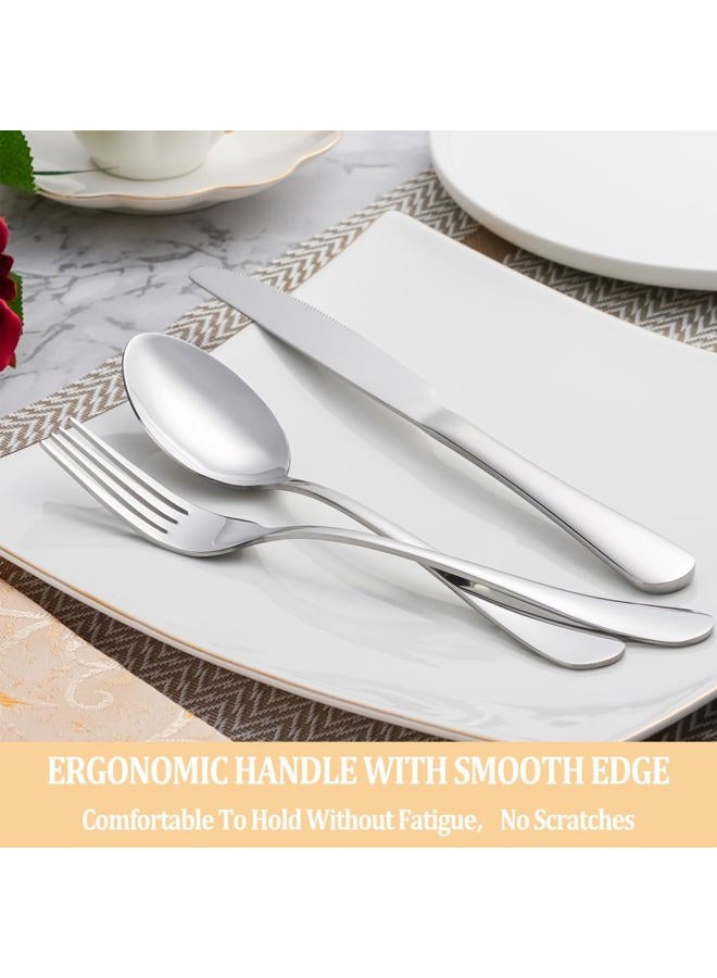 MUTNITT 50 Piece Silverware Set Service for 10,Premium Stainless Steel Flatware Set,Mirror Polished Cutlery Utensil Set,Durable Home Kitchen Eating Tableware Set,Include Fork Knife Spoon Set,Dishwasher - Image 5