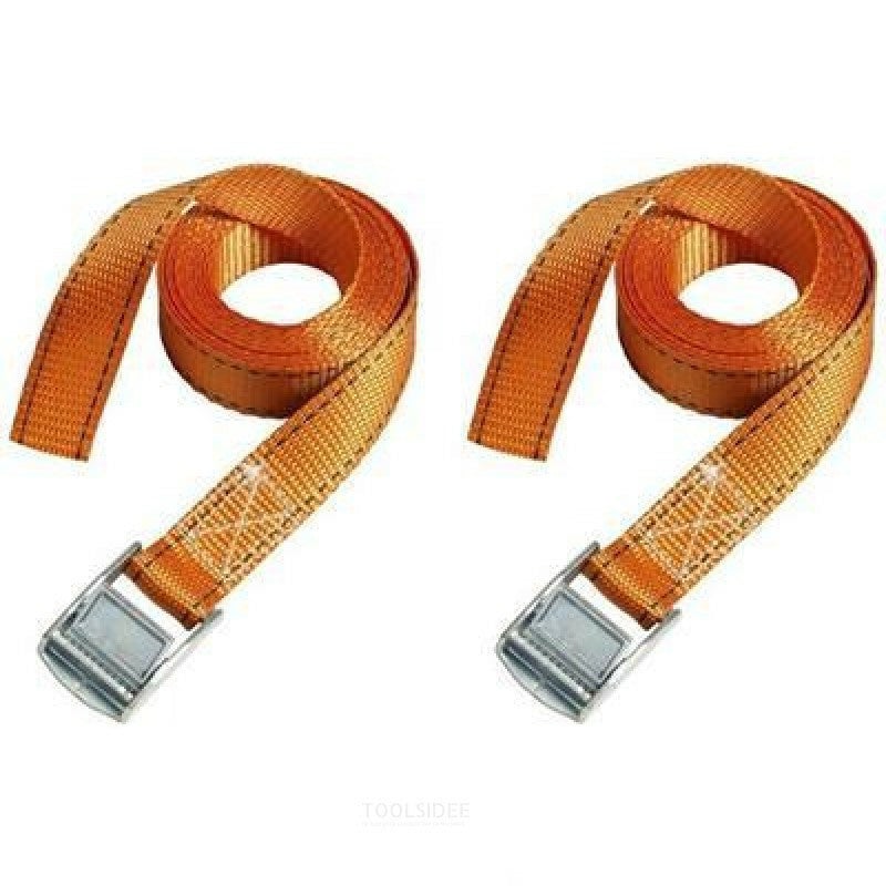 ماستر لوك 3210EURTAT أشرطة ربط فاست لينك بإبزيم، 2.5 م × 25 ملم، برتقالي، عبوة قطعتين، سعة ربط 65 كجم، إبزيم من الزاماك، لتثبيت الأمتعة والأثاث والمعدات الرياضية والبضائع العامة