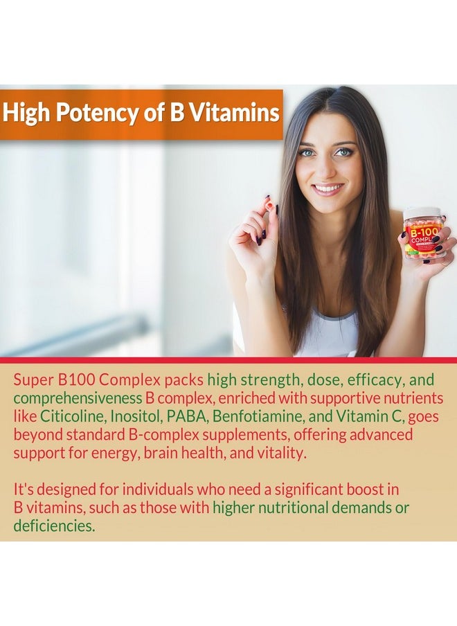 NEVISS - Super Vitamin B Complex Gummies - All B Vitamins Including Methyl B12, B1, B2, B3, B5, B6, Biotin, Methylfolate with Vitamin C, Choline, Inositol, PABA for Energy, Brain & Immune Support, Sugar Free - Image 1