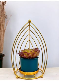 Home Elements HOME ELEMENTS Tabletop Artificial Flowers in Metal Frame Vase for Room Decor Centre Table Showpiece Artificial Flower Pots for Living Room Office New Home Decoration Gift - 14x21cm  - Image 2
