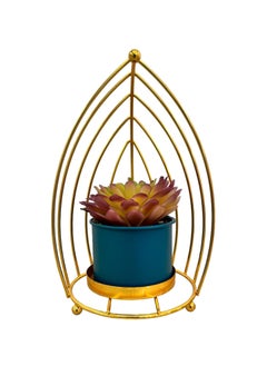 Home Elements HOME ELEMENTS Tabletop Artificial Flowers in Metal Frame Vase for Room Decor Centre Table Showpiece Artificial Flower Pots for Living Room Office New Home Decoration Gift - 14x21cm  - Image 4