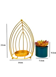 Home Elements HOME ELEMENTS Tabletop Artificial Flowers in Metal Frame Vase for Room Decor Centre Table Showpiece Artificial Flower Pots for Living Room Office New Home Decoration Gift - 14x21cm  - Image 3