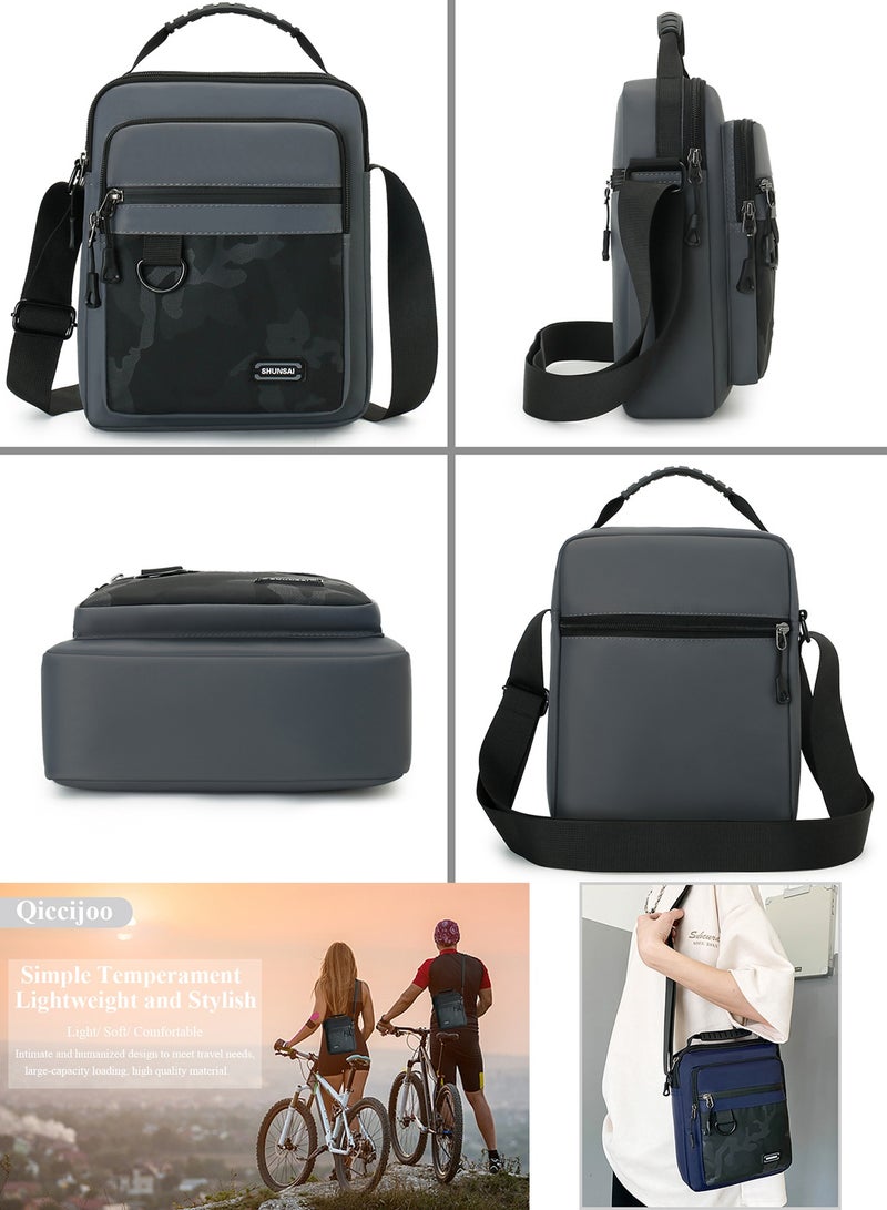 Qiccijoo Crossbody Bag Messenger Bag for Men or Women Purse Shoulder Bag Sling Bag Travel Bag for Business Office School Satchel Bags Small Carry Bags(Black) - Image 3