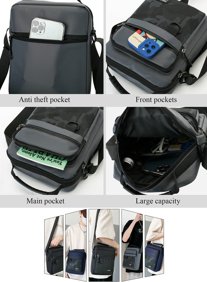 Qiccijoo Crossbody Bag Messenger Bag for Men or Women Purse Shoulder Bag Sling Bag Travel Bag for Business Office School Satchel Bags Small Carry Bags(Black) - Image 4