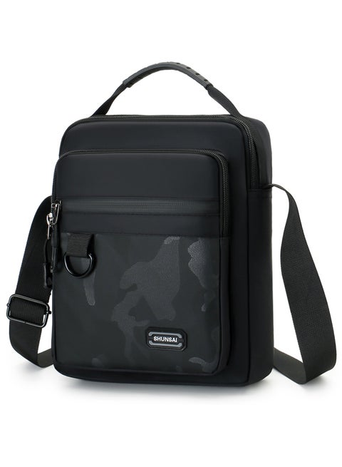 Qiccijoo Crossbody Bag Messenger Bag for Men or Women Purse Shoulder Bag Sling Bag Travel Bag for Business Office School Satchel Bags Small Carry Bags(Black)