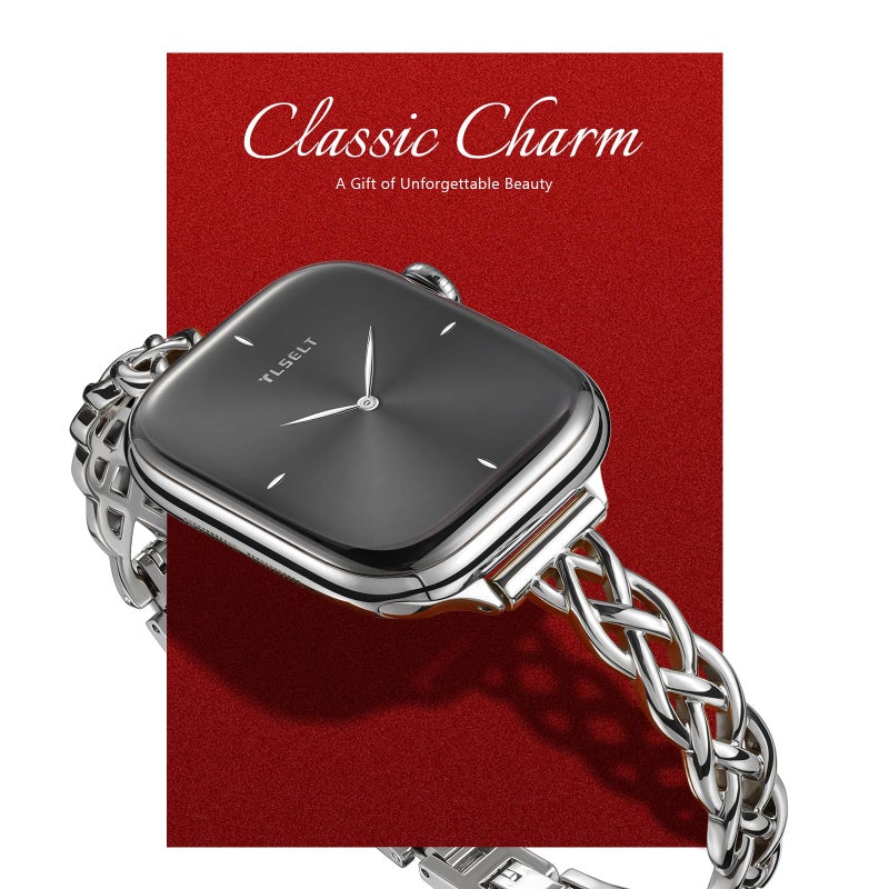 Tlselt Silm Bracelet Compatible with Apple Watch Bands 38/40/41/42/44/45/46/49mm for Women, Celtic Thin Dressy Stainless Steel Metal Designer Fancy Strap for iWatch Series 11 10 9 8 7 6 5 4 3 SE Ultra - Image 2