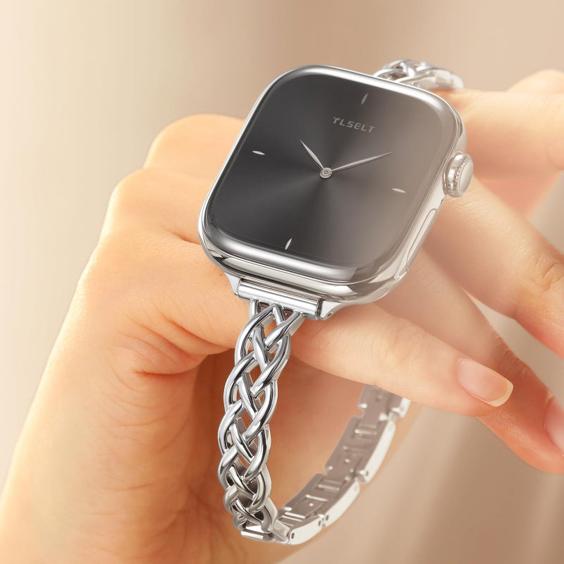 Tlselt Silm Bracelet Compatible with Apple Watch Bands 38/40/41/42/44/45/46/49mm for Women, Celtic Thin Dressy Stainless Steel Metal Designer Fancy Strap for iWatch Series 11 10 9 8 7 6 5 4 3 SE Ultra - Image 4