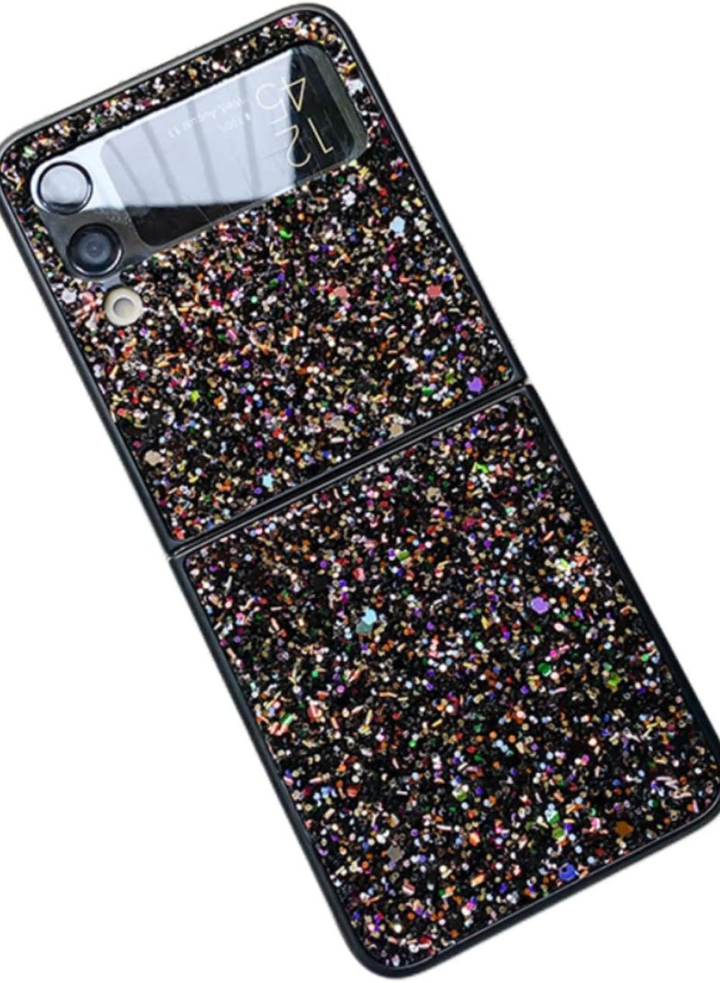 Flip Glitter Sequin Phone Case for Samsung Galaxy  Z Flip 4 | Shiny Bling Back Cover (Black)