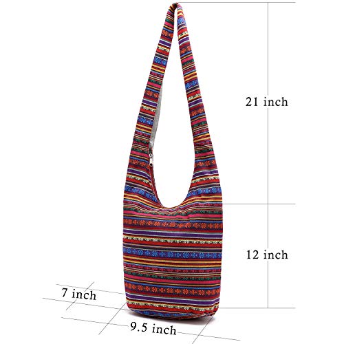Coton Pose Women Shoulder Handbags Fashion canvas Hippie Crossbody Bags Bohemian Animal Prints Hobo Bags (red) - Image 2