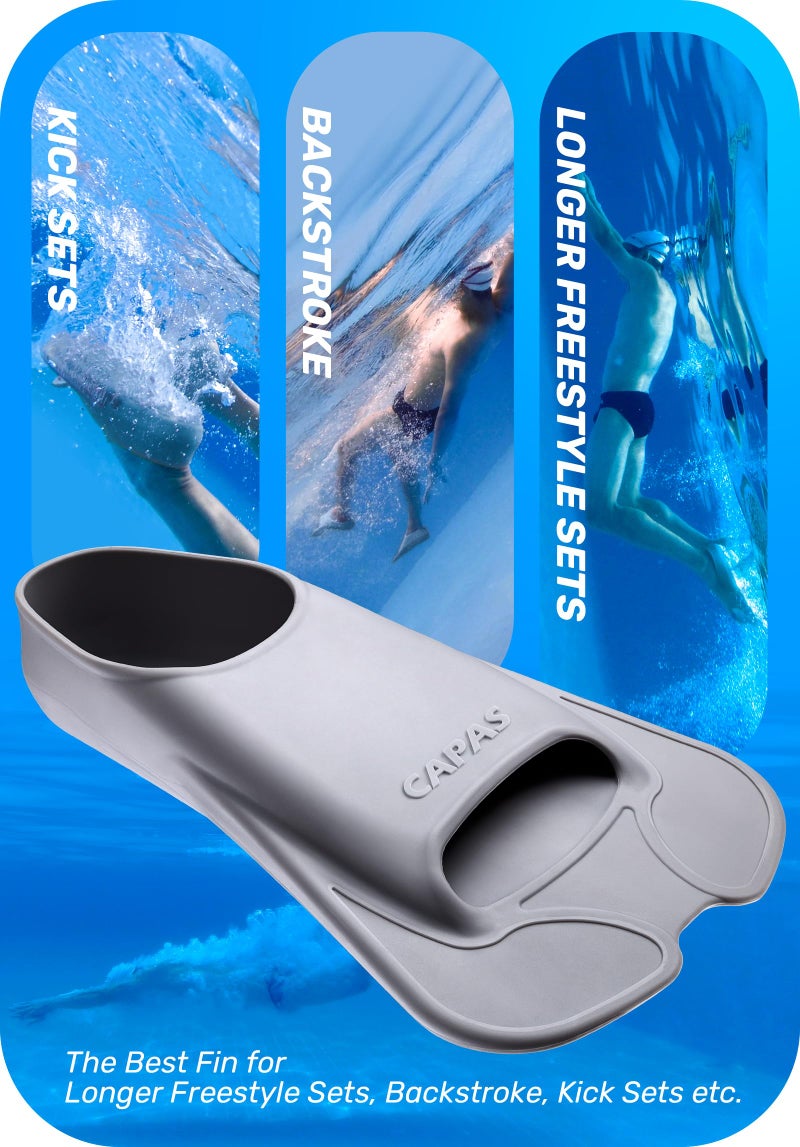 CAPAS Swim Training Fins Comfortable Silicone Lap Swimming Short Blade Floating Flippers with Mesh Bag for Adult Men Women Build Leg Strength - Image 5