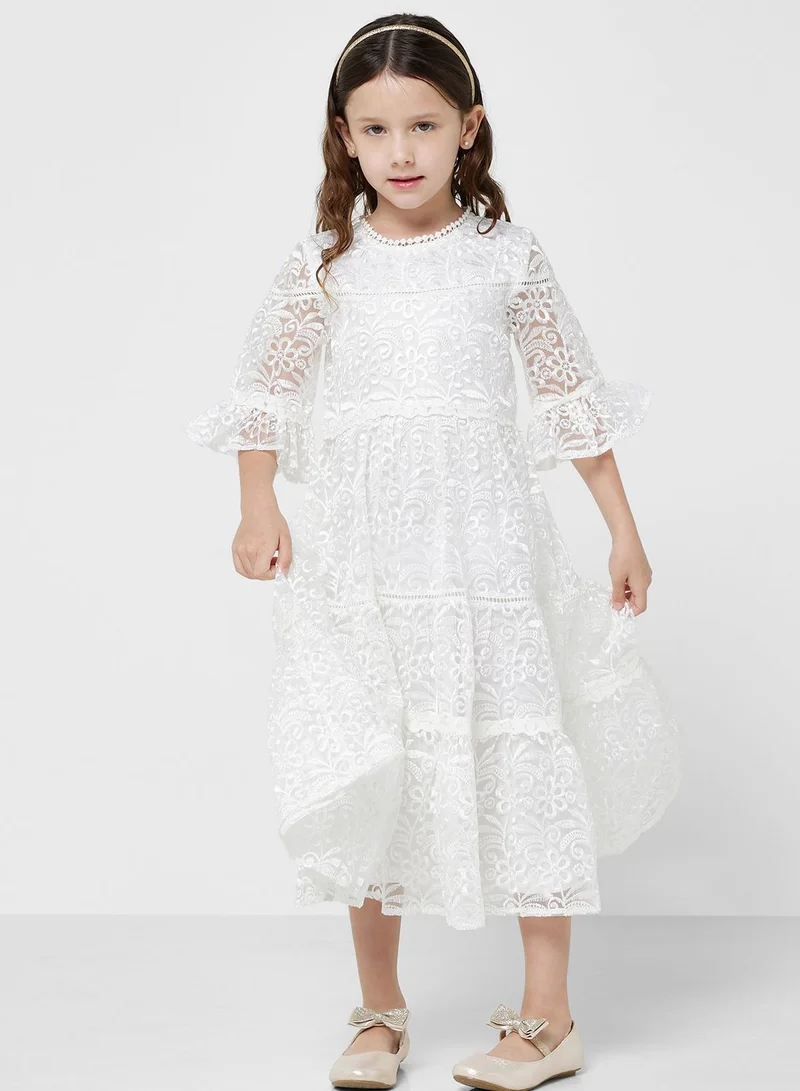 Amelia Rose Floral Lace Tiered Dress