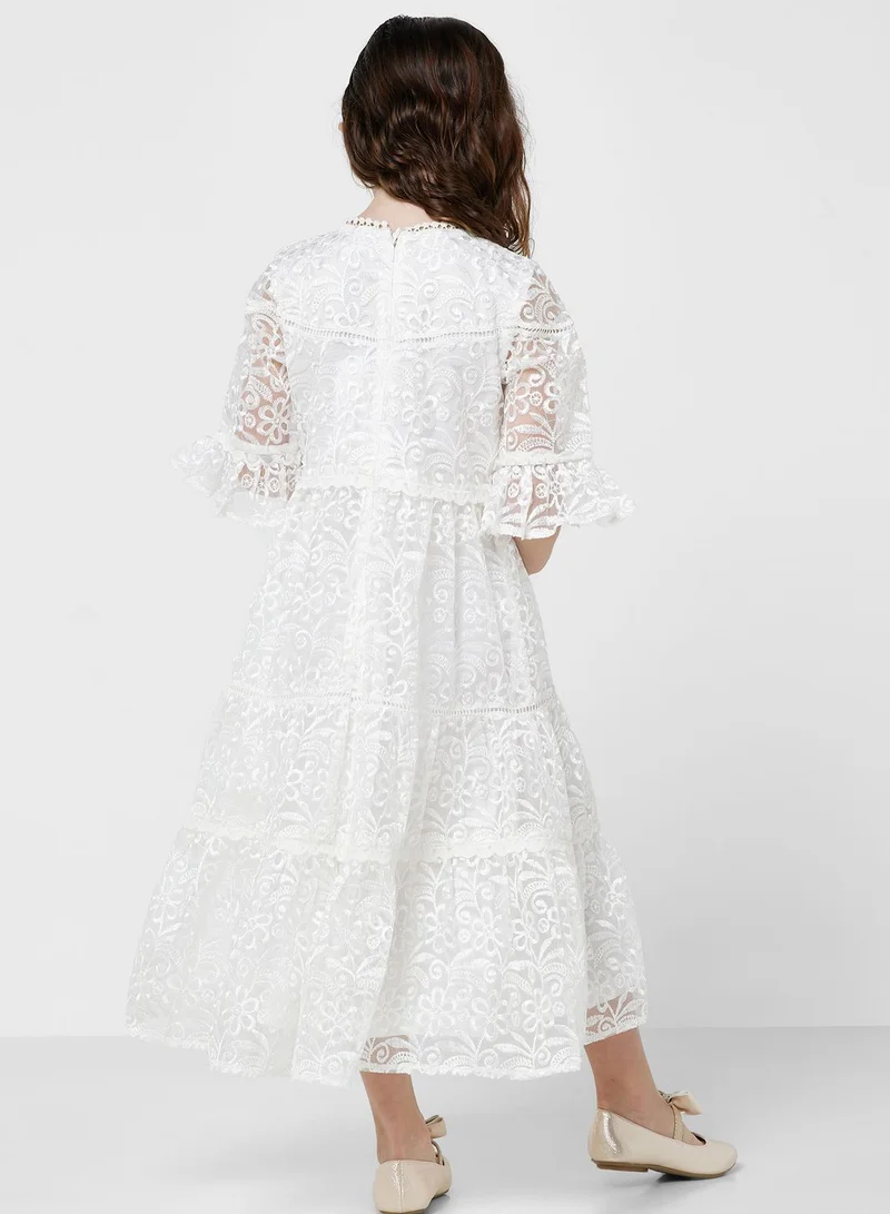 Amelia Rose Floral Lace Tiered Dress