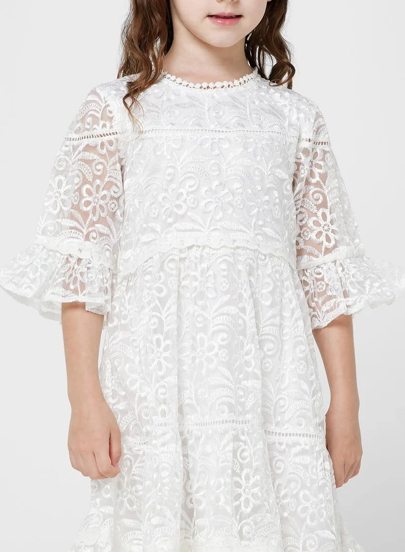 Amelia Rose Floral Lace Tiered Dress