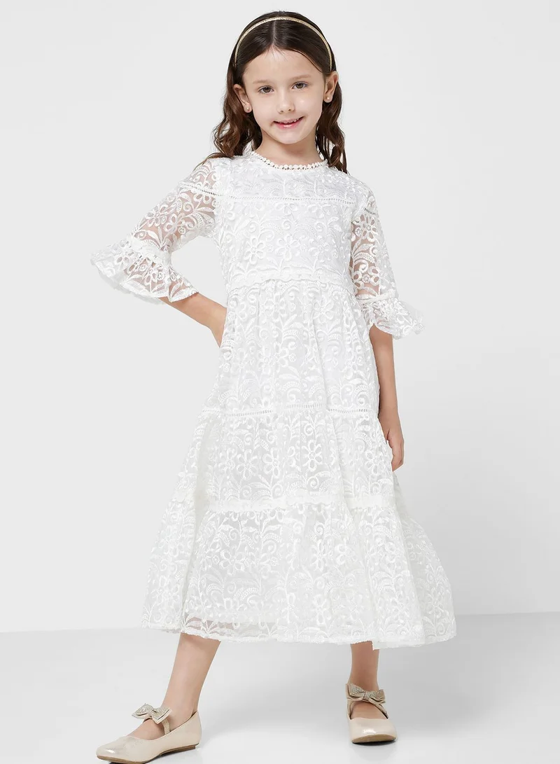 Amelia Rose Floral Lace Tiered Dress