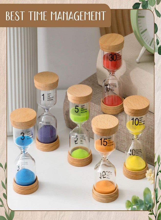 Kingdder Pack of 6 Wooden Sand Timer Set Operation Colorful Hourglass Timer Sandglass 1/3/5/10/15/30 Minutes Wood Sand Clock for Back to School Classroom Office Kitchen Cooking Home - Image 4