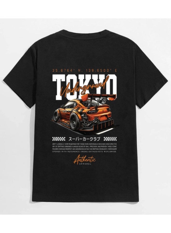 TrendSavy Japanese Sports Car Graphic T-Shirt for Men | JDM Style Performance Car Back Print Streetwear Tee - Image 1