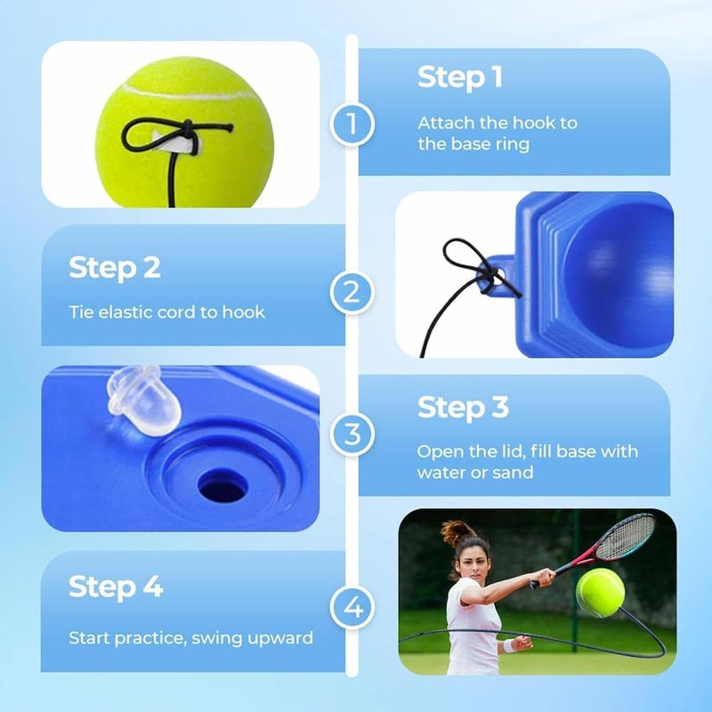 Tennis Practice Rebounder Training Hitting Rebound Equipment | with String Tennis Trainer for Kids for Adults Family Dogs Party School Backyard Beach Home - Image 5