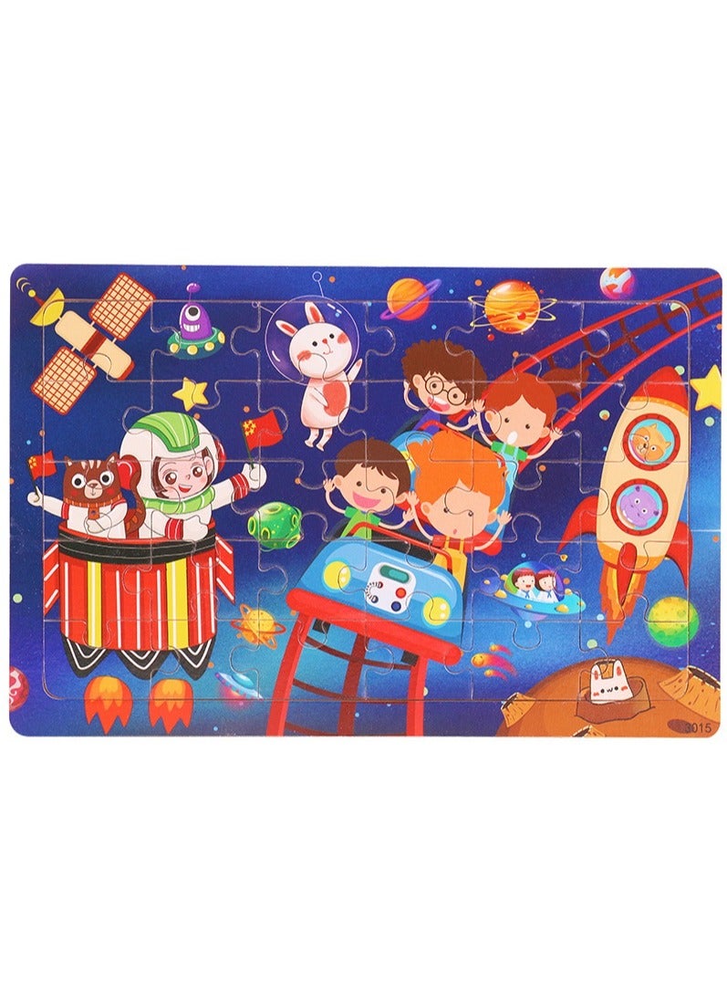 6 Piece Set Wooden Jigsaw Puzzle for Kids Ages 3-5, 30 Pieces Colorful Wooden Jigsaw Puzzle for Toddlers Learning Educational Jigsaw Puzzle Toys for Boys and Girls, Suitable for Kids Ages 3 4 5 6 - Image 3