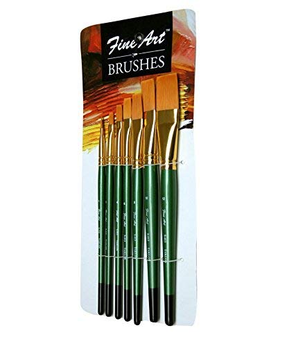 fine art painting flat brushes set (set of 7)- Multi color(Plastic) - Image 1