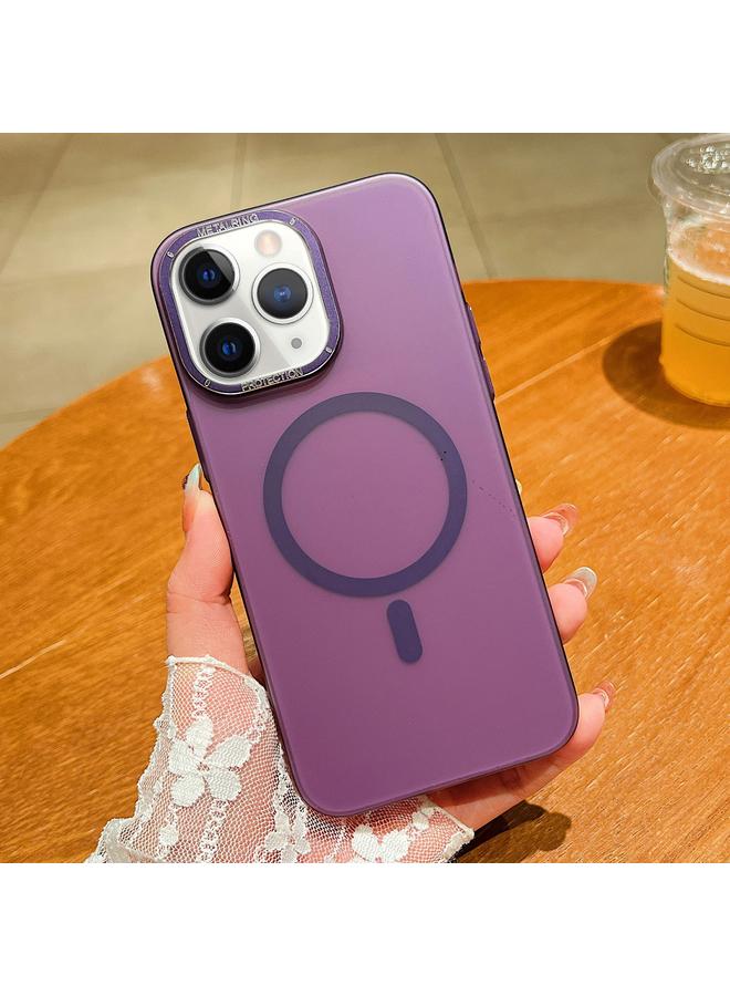 S-TOP Case For iPhone 11 Pro Max Golden Shield Frosted Semi-transparent MagSafe PC Phone Case - Image 1