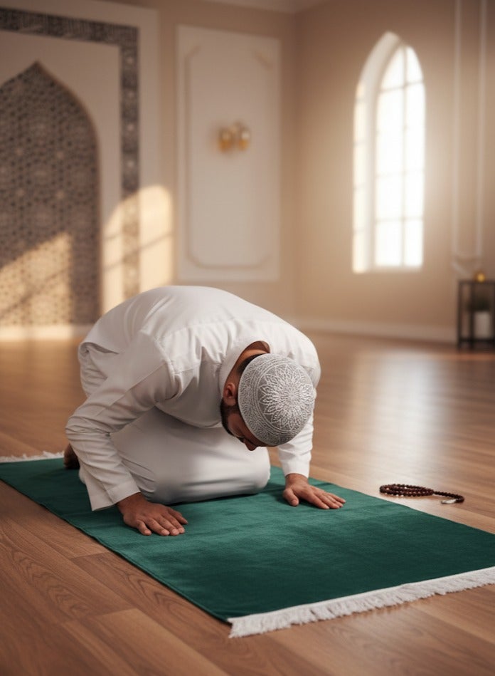 سندس سجادة صلاة ذهبية  تصميم أنيق وفخم بحجم كبير ومريح مغطاة بقماش ناعم ومحكم من أجود أنواع القطن. - Image 3