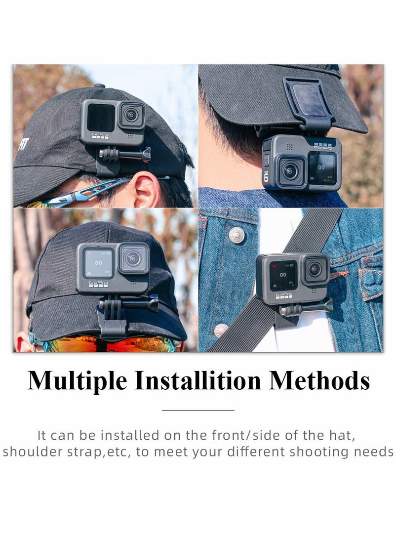 Excefore Baseball Hat Clip Mount Baseball Cap Clamp Quick Release Mount Compatible for GoPr Hero 11 10 9 8 7 6 5 Black, Fit for DJI Osmo Action 3/2, AKASO/Crosstour/Campark and More - Image 2