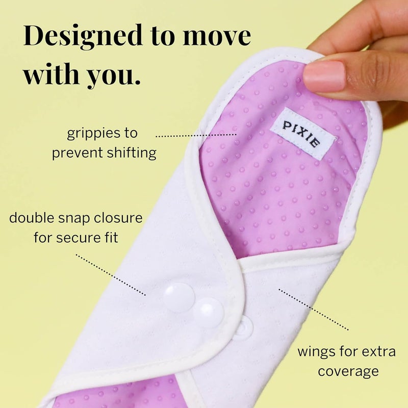 Pixie Cup Pixie Cotton Cloth Pads for Feminine Care - 100% Organic Reusable Pads - Ranked 1 for Softest Menstrual Sanitary Napkins - Machine Washable & Includes Free Wet Bag - Menstrual Liner (Regular) - Image 3