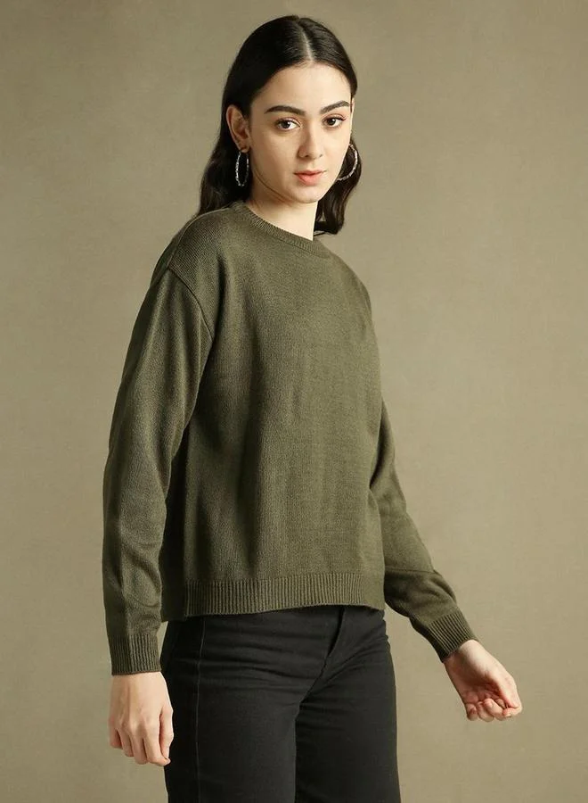 Dennis Lingo Olive Knit Regular Fit Sweater
