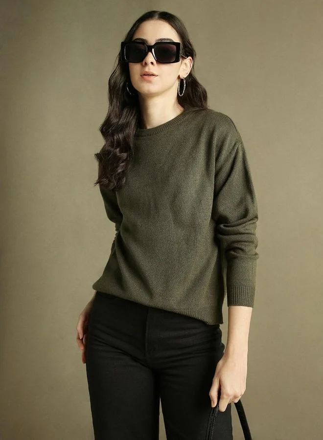 Dennis Lingo Olive Knit Regular Fit Sweater