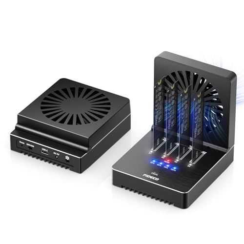 FIDECO M.2 NVMe Cloner and Data Eraser, 4-Bay SSD Cloner Dock with Foldable Cooling Fan, 40Gbps (4X 10Gbps, 2X 20Gbps) NVMe Duplicator, Support Offline Clone and Offline Data Eraser, Protect Privacy - Image 1