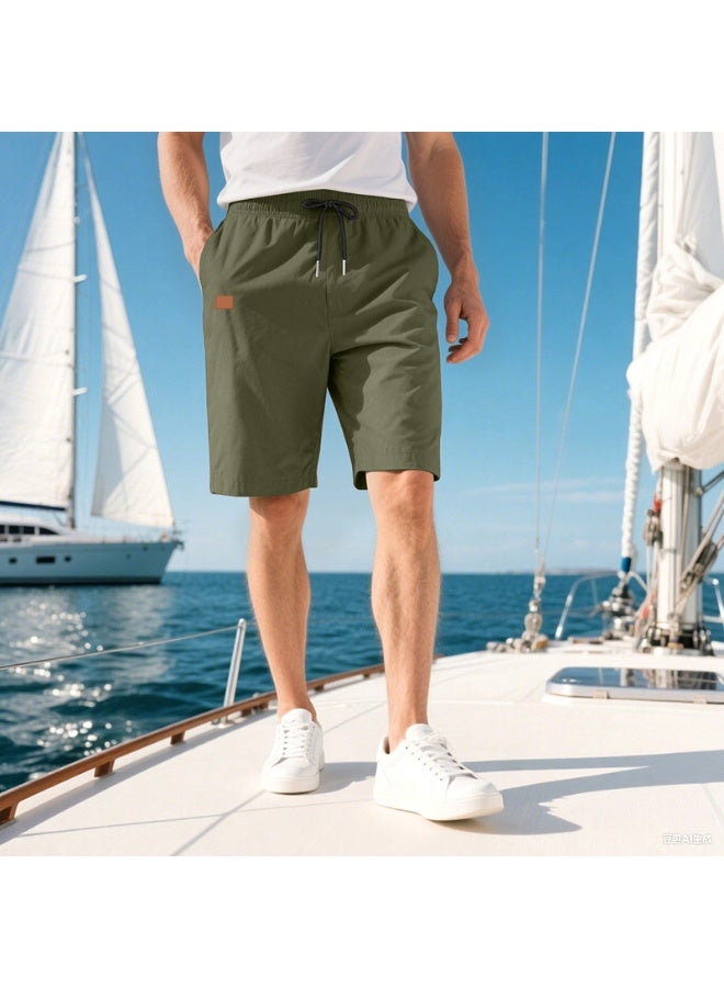 YUKE Men's athletic and casual shorts, comfortable drawstring pocket shorts, breathable summer shorts, stylish beach shorts, elastic waistband design, suitable for sports, running, fitness, ball sports and family wear. - Image 4