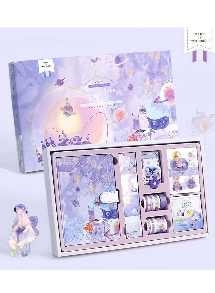 إيفرين مجموعة دفاتر يوميات هدية من دفاتر يوميات شبكة جميلة فتاة كرتونية على شكل قلب أحمر شمس سلسلة مواد أدبية مجموعة مواد أدوات كتاب يوميات غلاف مقوى - Image 2