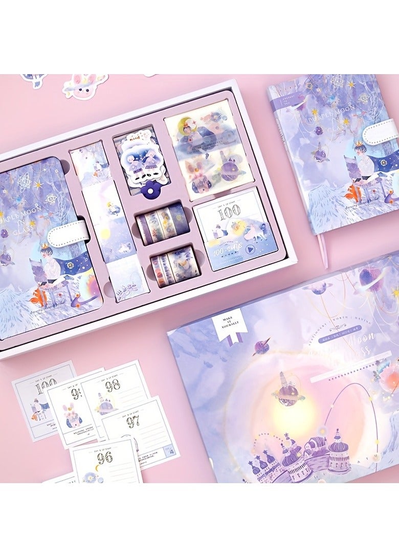 إيفرين مجموعة دفاتر يوميات هدية من دفاتر يوميات شبكة جميلة فتاة كرتونية على شكل قلب أحمر شمس سلسلة مواد أدبية مجموعة مواد أدوات كتاب يوميات غلاف مقوى - Image 3