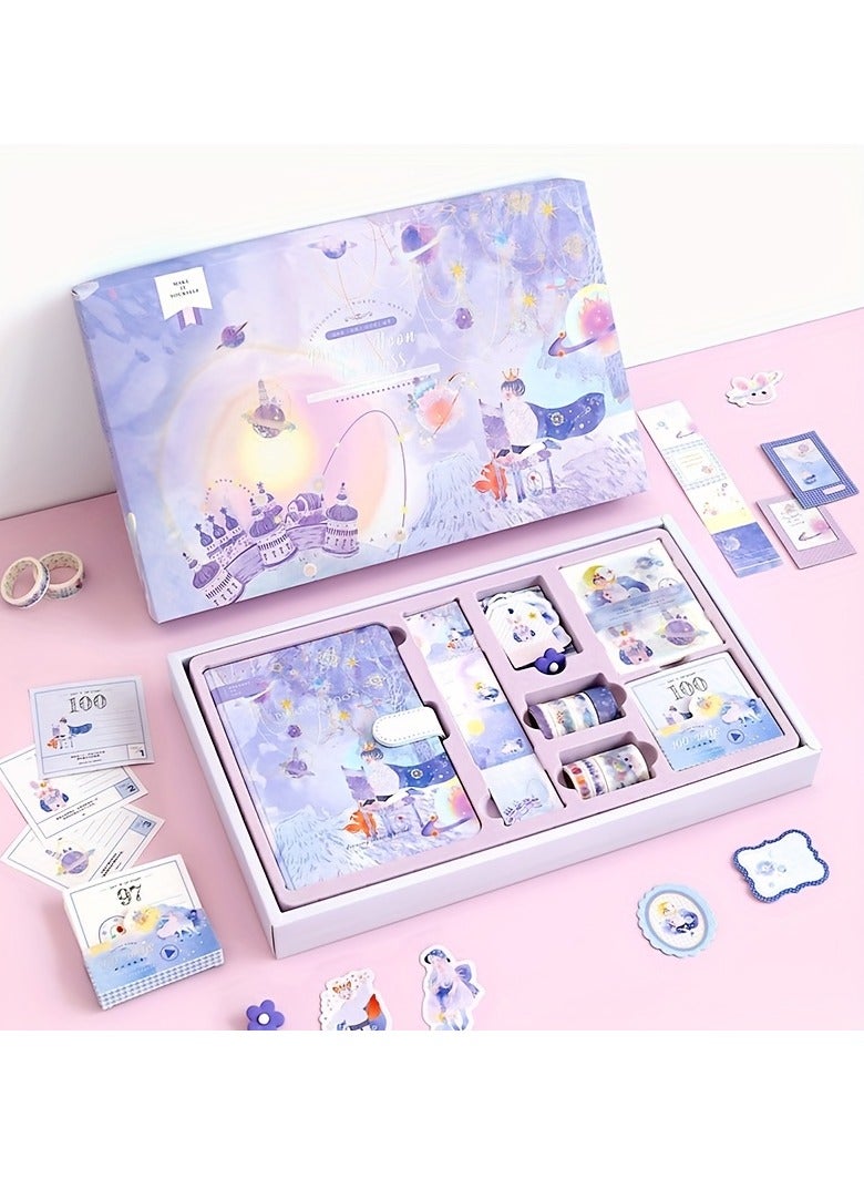 إيفرين مجموعة دفاتر يوميات هدية من دفاتر يوميات شبكة جميلة فتاة كرتونية على شكل قلب أحمر شمس سلسلة مواد أدبية مجموعة مواد أدوات كتاب يوميات غلاف مقوى - Image 4