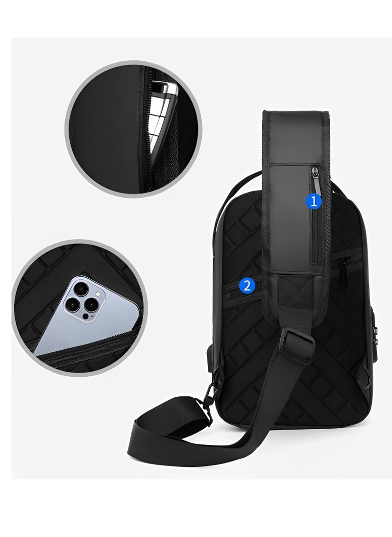Skycare skycare Anti theft Crossbody Sling Bag,Waterproof Chest Daypack with USB Charging, Shoulder Backpack for Men  - Image 5
