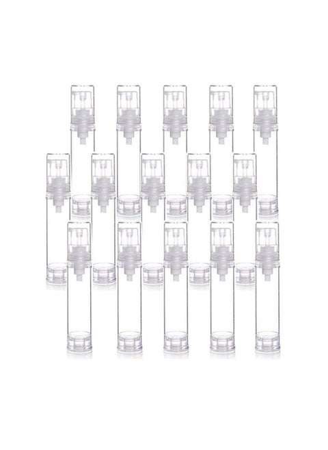 15 Pcs Clear Airless Lotion Pump Bottles Empty Cream Vacuum Bottles Cosmetic Containers Travel Press Pump Bottles For Foundations,serums,and more (10ml)