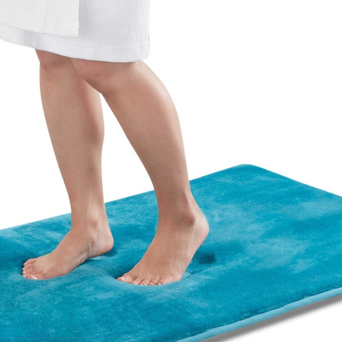 MEMORY FOAM BATH MAT NON SLIP ABSORBENT SUPER COZY VELVET BATHROOM RUG CARPET 17 INCHES X 24 INCHES CARIBBEAN SEA