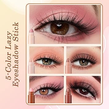 Eyeshadow pencil high pigment and smooth texture 5in1 compact eyeshadow stick matte shimmer eye shadow stick waterproof beginnerfriendly longwear makeup for women - Image 2