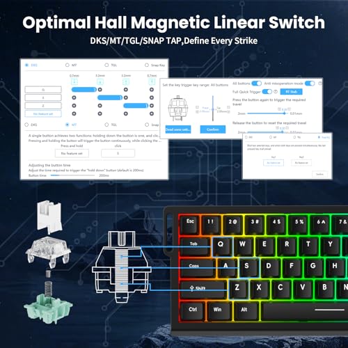 MAMBASNAKE ATTACK SHARK X68 HE 8000Hz Rapid Trigger Keyboard, 0.01mm RT Accuracy Wired Gaming Keyboard with Magnetic Switch, Adjustable Actuation, Rapid Trigger, Snap Tap, RGB Lighting for PC/Mac, Black - Image 4